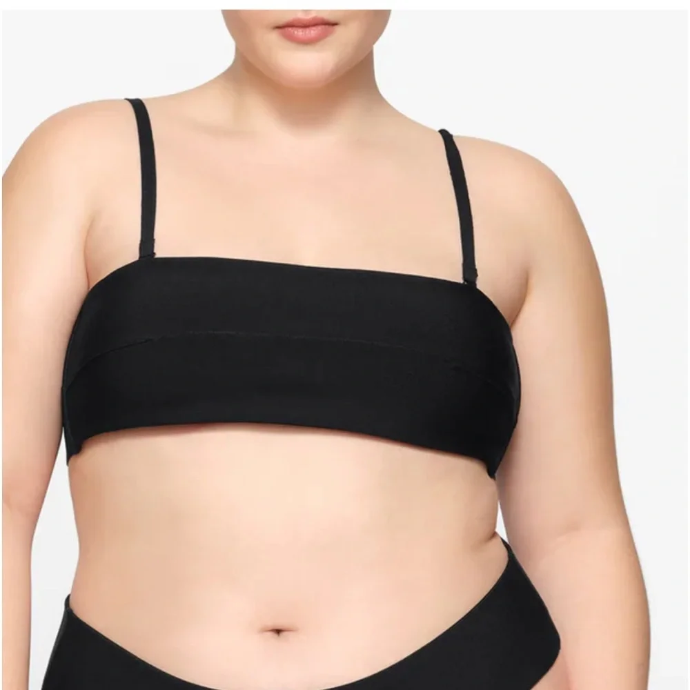🖤SKIMS KNIT SWIM BEACHWEAR BANDEAU STRAPLESS BIKINI TOP ONYX 2X